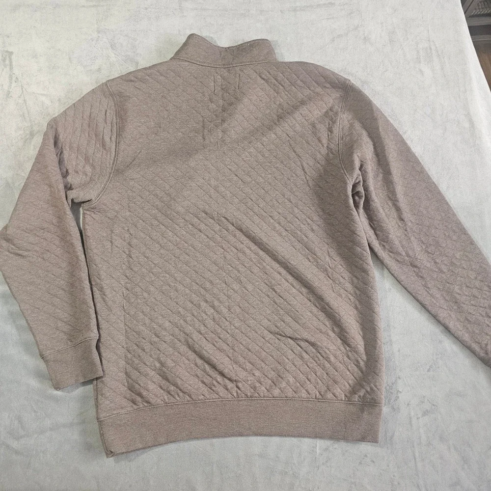 Goodfellow & Co Mens Quilted 1/4 Snap Pullover Brown Heather Sweatshirt Medium